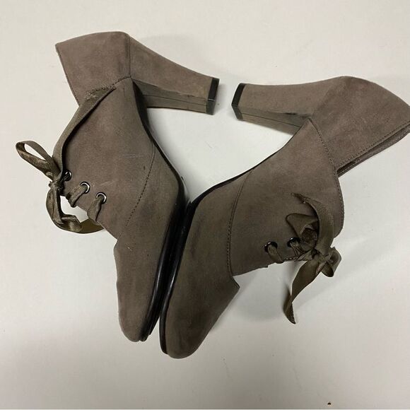 AEROSOLES Minor Role Taupe faux Suede Round Toe Lace Up Pump vintage Shoe 7.5 - Picture 6 of 12